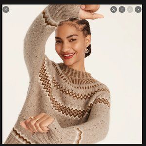 NWT Jcrew 100% Cashmere Fair Isle yoke Sweater